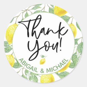 Wedding / Baby Shower Favour Thank You Lemon Classic Round Sticker