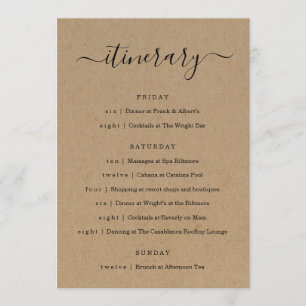 Wedding / Bachelorette Party / Birthday Itinerary Programme