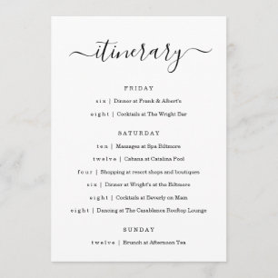 Wedding / Bachelorette Party / Birthday Itinerary Programme