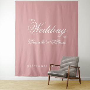 Wedding Backdrop Dusty Rose Simple Elegant Script  Tapestry