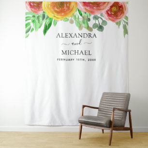 Wedding Backdrop - Floral Elegant Photo Booth Tapestry