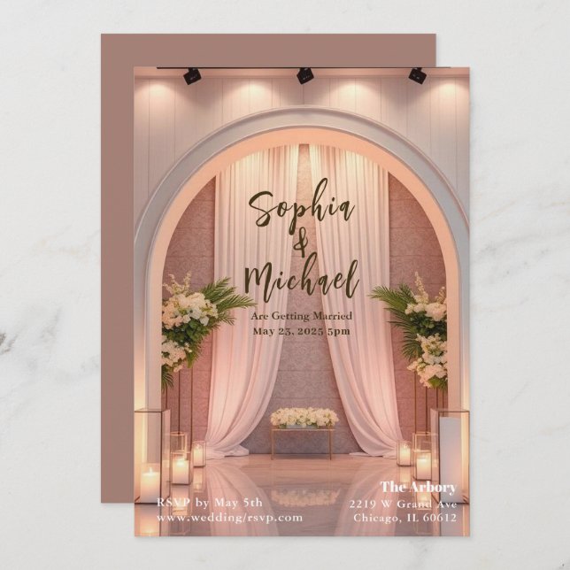 Wedding Backdrop Magazine Cover Invitation (Front/Back)
