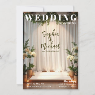 Wedding Backdrop Magazine Cover Invitation