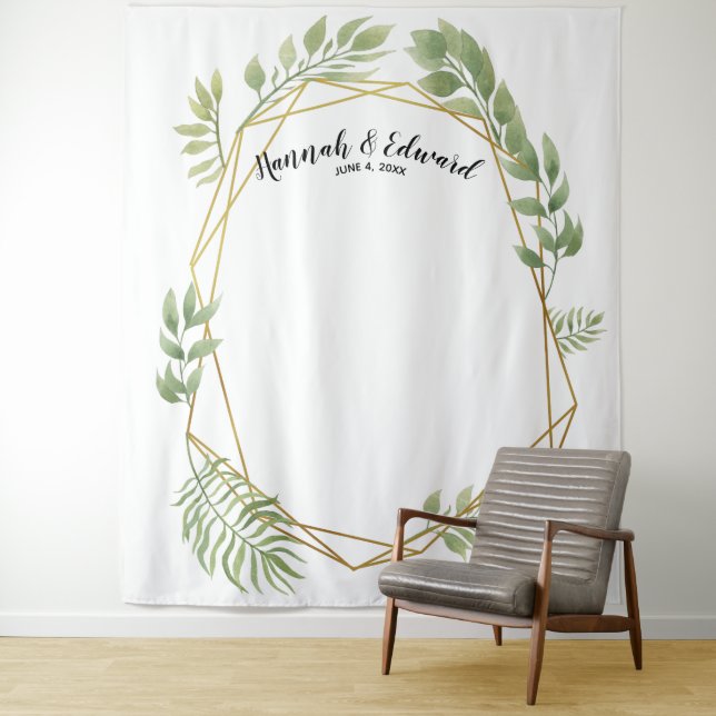 Wedding backdrop, photo prop, custom geometric tapestry (In Situ)
