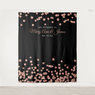 Wedding Backdrop Rose Gold Black Glitter Confetti Tapestry
