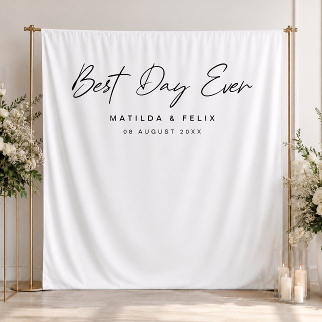 Wedding Backdrop | Step & Repeat Photo Booth Tapestry (Custom wedding backdrop for a modern step and repeat photo booth or reception photo wall)