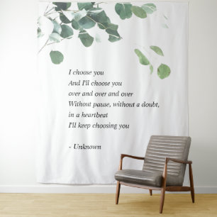 Wedding backdrop tapestry watercolor eucalyptus