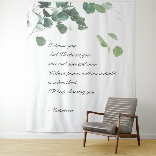 Wedding backdrop tapestry watercolor eucalyptus (In Situ)