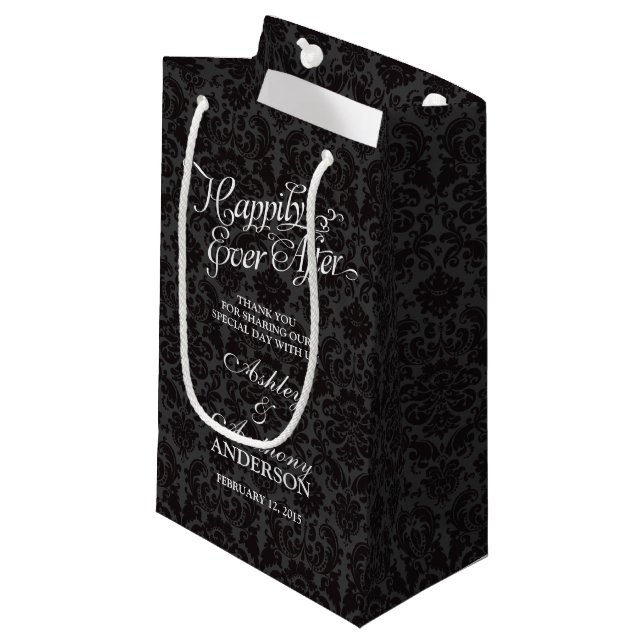 Wedding Bag Happily Ever After Black Damask (Front Angled)