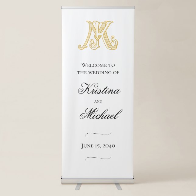 Wedding Banner KM Monogram or MK Monogram (Front)
