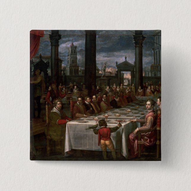 Wedding banquet 15 cm square badge (Front)