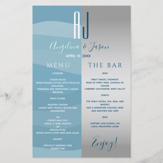 Wedding Bar Menu (Front)