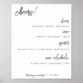 Wedding bar menu - modern elegance (alternative) poster