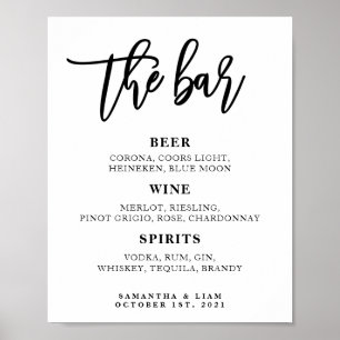 Wedding Bar Menu Sign