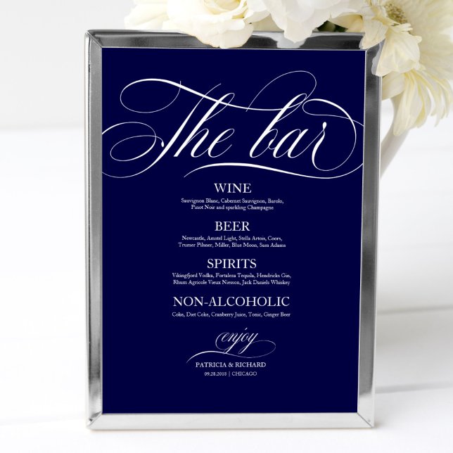 Wedding Bar Menu Sign Chic Black And White (Creator Uploaded)