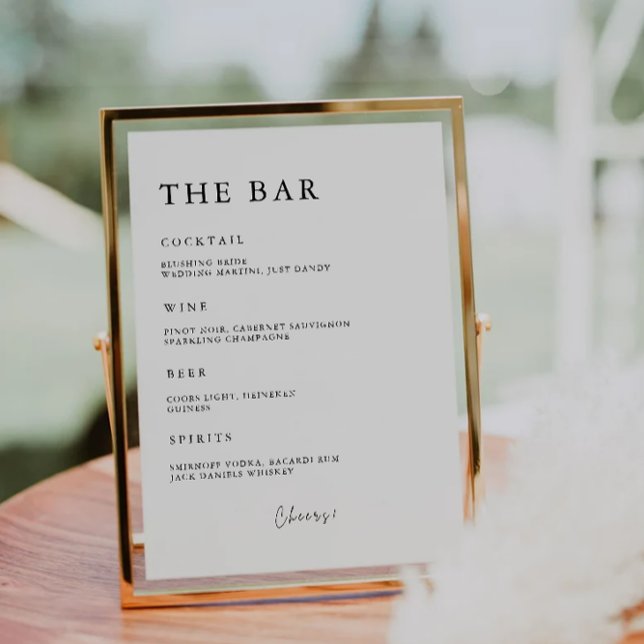 Wedding Bar Menu Sign Template, Invitation (Wedding Bar Menu Sign Template, Invitation)