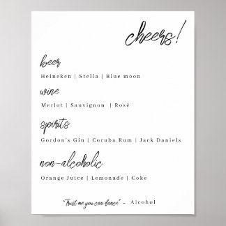 Wedding bar menu - simply elegance poster