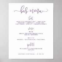 Wedding Bar Menus - Bounce Script (Purple / Plum)