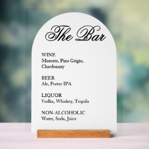 Wedding Bar Sign - Custom Arch Acrylic Display
