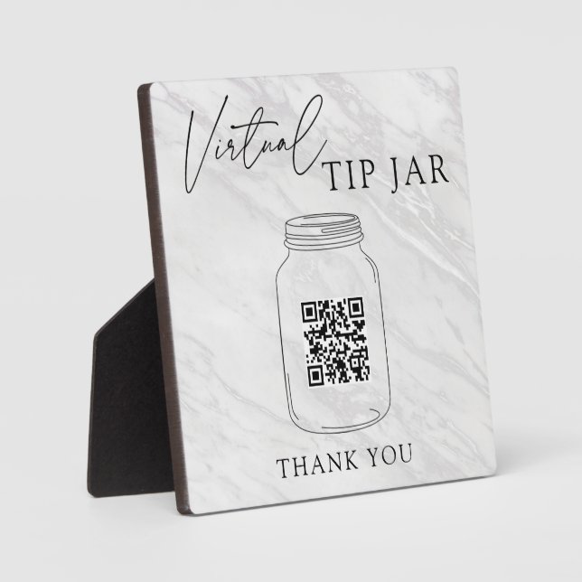Wedding Bar Virtual Tip Jar QR Code Sign Plaque (Front)