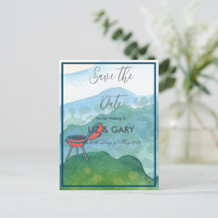 Wedding Barbecue Watercolor-  Save the Date   Postcard