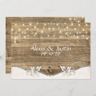 wedding barn wood and lights invitation