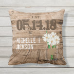 Wedding Barn Wood Design with Daisies Cushion<br><div class="desc">Pillow in a Wedding Barn Wood Design Style. ⭐This Product is 100% Customisable. Graphics and/or text can be added, deleted, moved, resized, changed around, rotated, etc... ✔(just by clicking on the "EDIT DESIGN" area) ⭐99% of my designs in my store are done in layers. This makes it easy for you...</div>