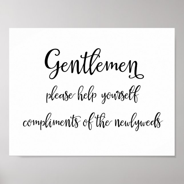 Wedding bathroom basket sign | Gentlemen (Front)