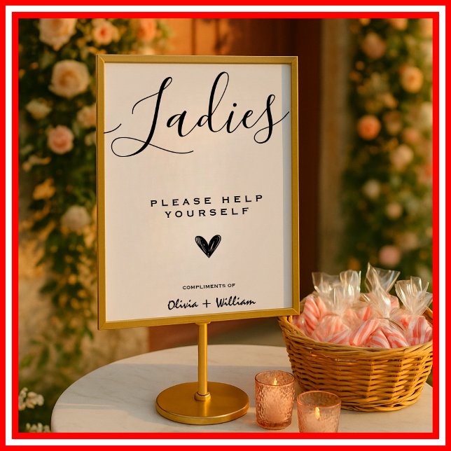 Wedding Bathroom Sign Modern Elegant Minimalist (Creator Uploaded)