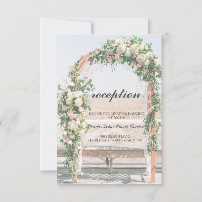 Wedding Beach Arbor Reception Card (Front)