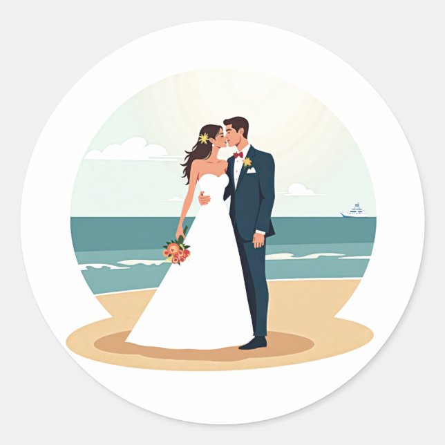 Wedding Beach Kiss Sticker (Front)