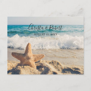 Wedding Beach Scene with Starfish Thank You Postcard
