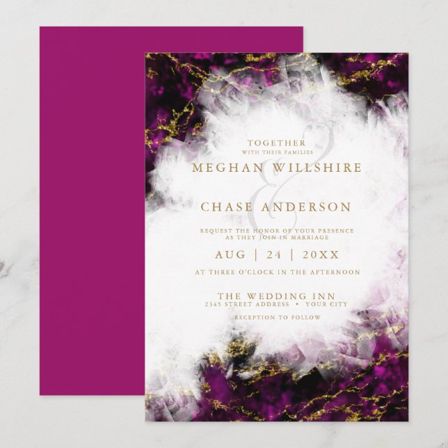 Wedding |  Beautiful Red Garnet Crystal Geode Invitation (Front/Back)