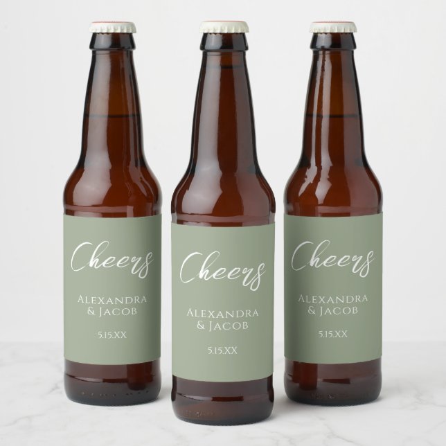 Wedding Beer Labels Elegant Typography (Bottles)