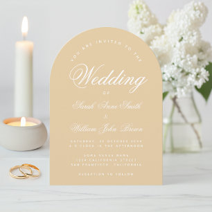 Wedding Beige Arch Modern Simple Calligraphy Invitation