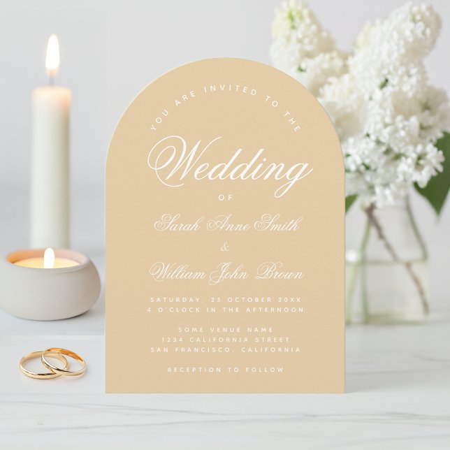 Wedding Beige Arch Modern Simple Calligraphy Invitation (Creator Uploaded)