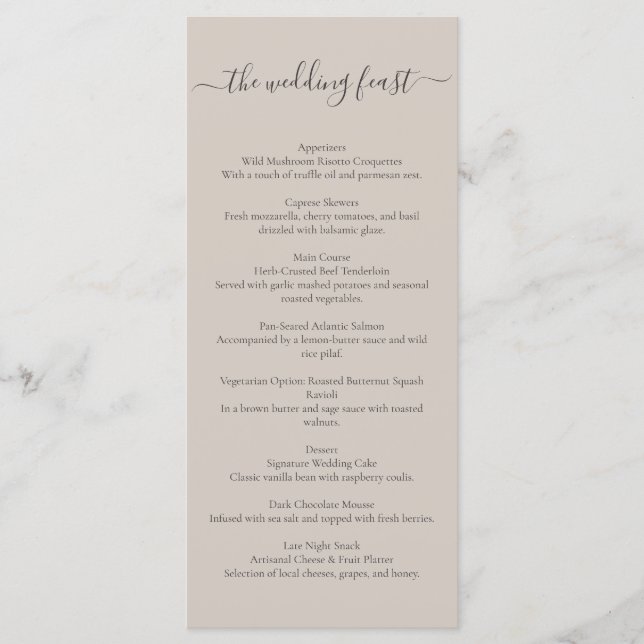 Wedding Beige Fest Menu (Front)