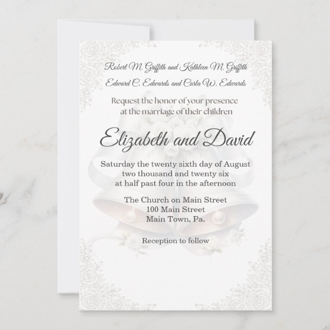 Wedding Bell Background Wedding Invitation (Front)
