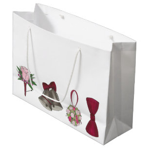 Wedding Bells Bridal Rose Flower Bowtie Gift Bag