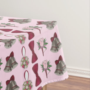 Wedding Bells Bridal Rose Flowers Tablecloth