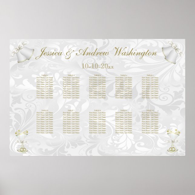 Wedding Bells & Champagne Flutes Seating Chart (Front)