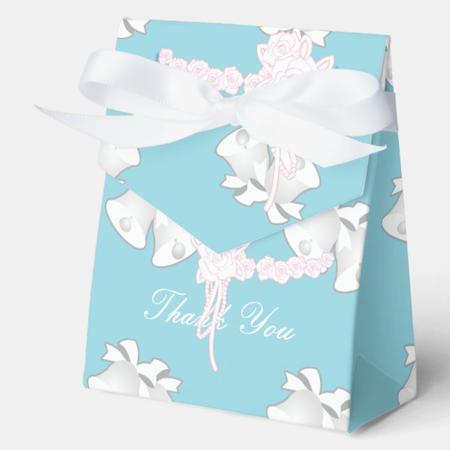 Wedding Bells Floral Pastel Blue Thank You    Favour Box (Front)