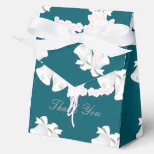 Wedding Bells Floral Teal Thank You Favour Box