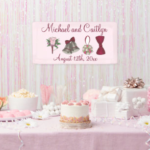 Wedding Bells Flowers Bow Tie Bridal Rose Bouquet Banner