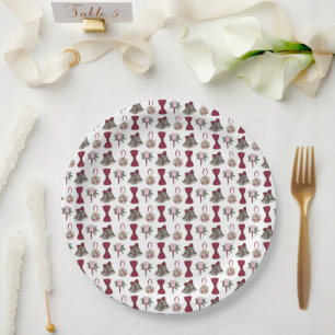 Wedding Bells Flowers Bow Tie Bridal Rose Bouquet Paper Plate