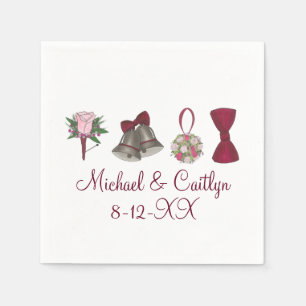 Wedding Bells Flowers Bow Tie Personalised Napkins