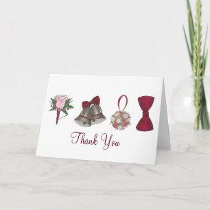 Wedding Bells Flowers Bow Tie Thank You Bowtie Card
