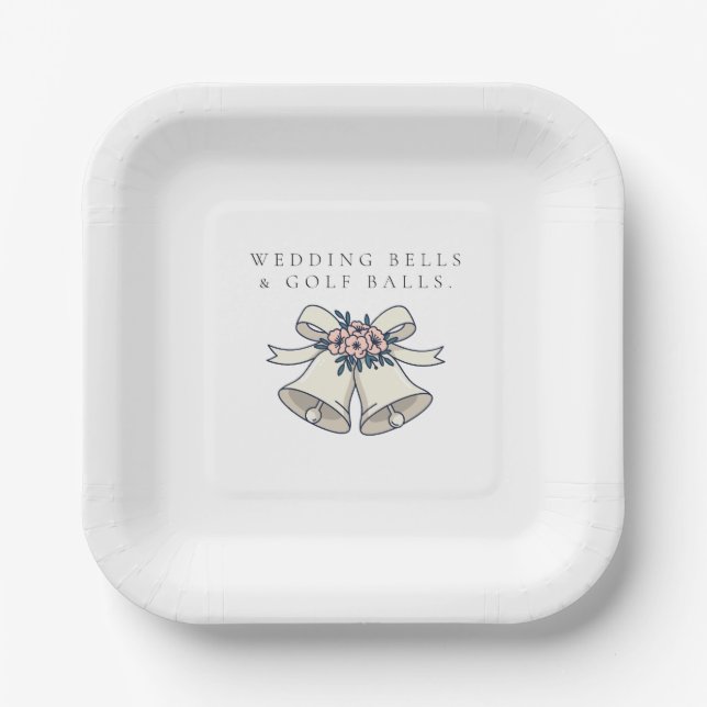 'Wedding Bells & Golf Balls' Golf Course Wedding  Paper Plate (Front)