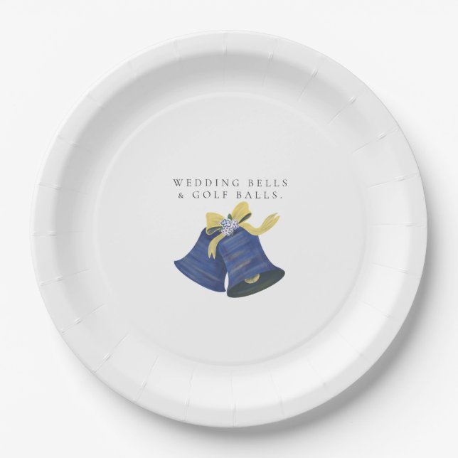 'Wedding Bells & Golf Balls' Wedding Favour Gift  Paper Plate (Front)