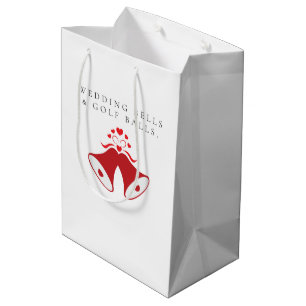 'Wedding Bells & Golf Balls' Wedding White And Red Medium Gift Bag